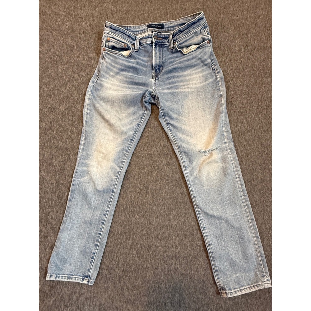 Aeropostale Mens Athletic Skinny Jeans 30x30 Light Wash Blue Denim Stretch